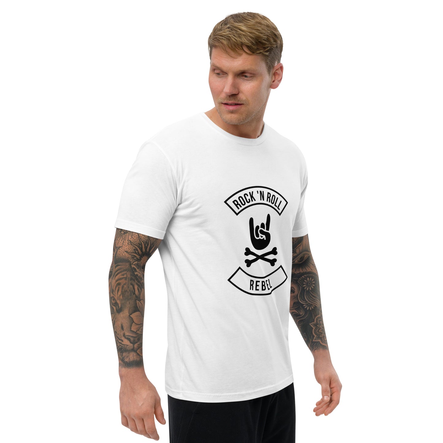ROCKNROLL REBEL Men Fitted White T-shirt