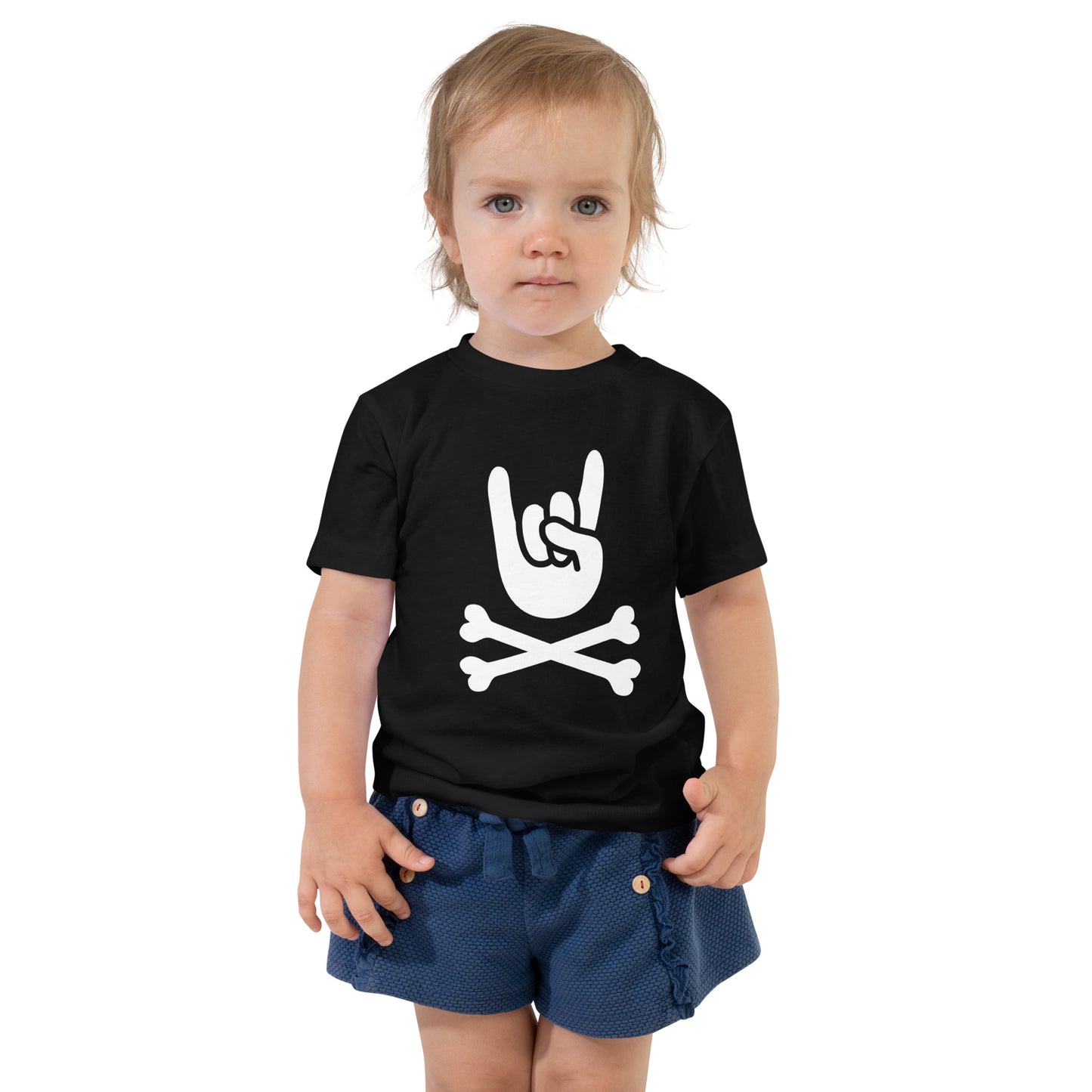 Big hand to ROCKNROLL Toddler Short Sleeve Black T-Shirt