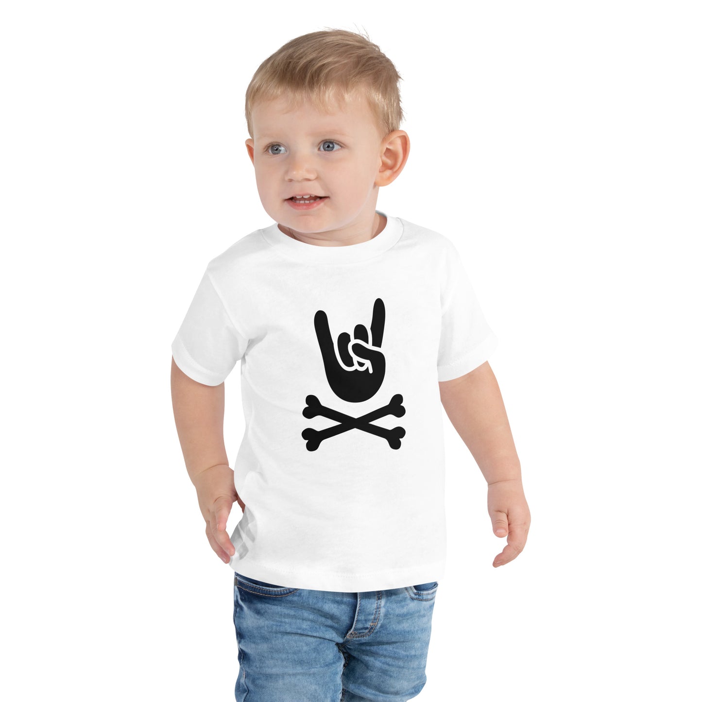 Big hand to ROCKNROLL Toddler Short Sleeve White T-Shirt