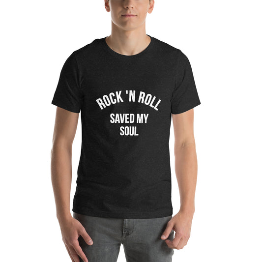 ROCKNROLL saved my soul Men round neck black T-Shirt