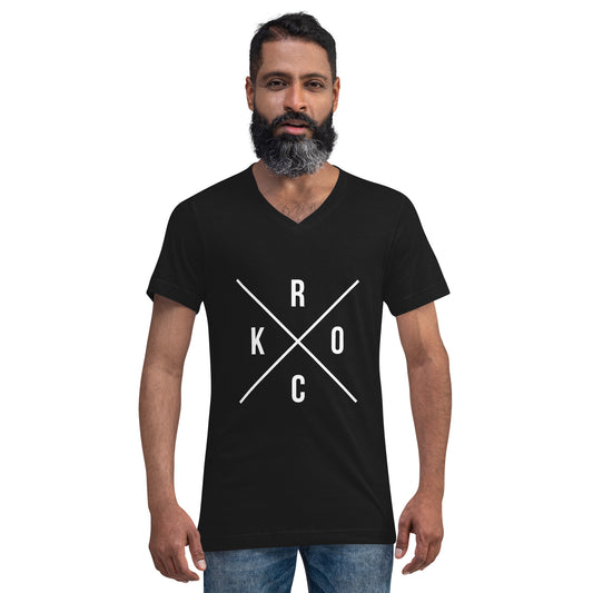 ROCKX men V-Neck Black T-Shirt