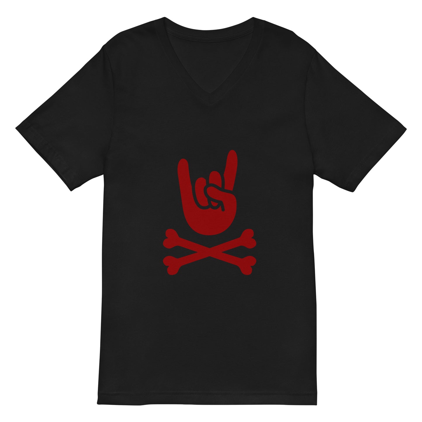 ReD collection Big hand to ROCKNROLL Women V-Neck black T-Shirt