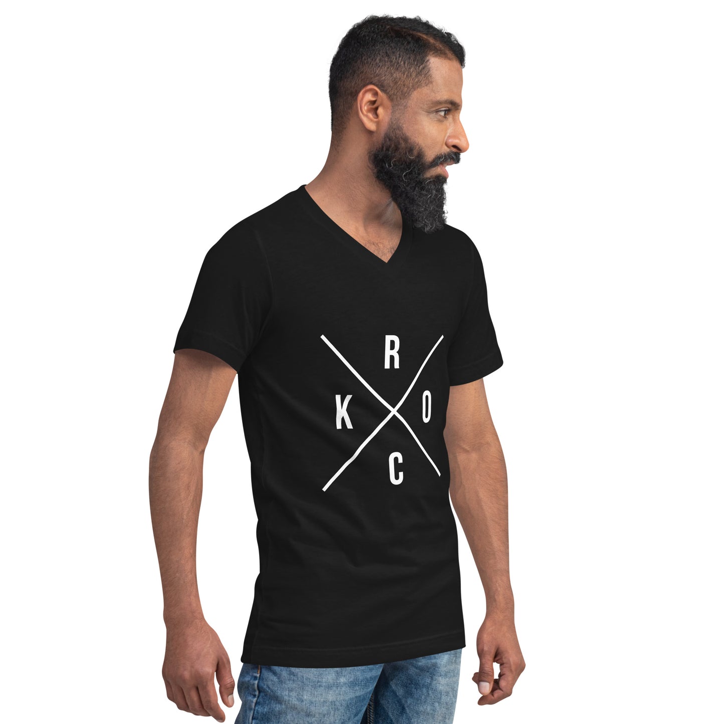 ROCKX men V-Neck Black T-Shirt