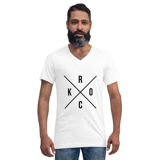 ROCKX men V-Neck White T-Shirt