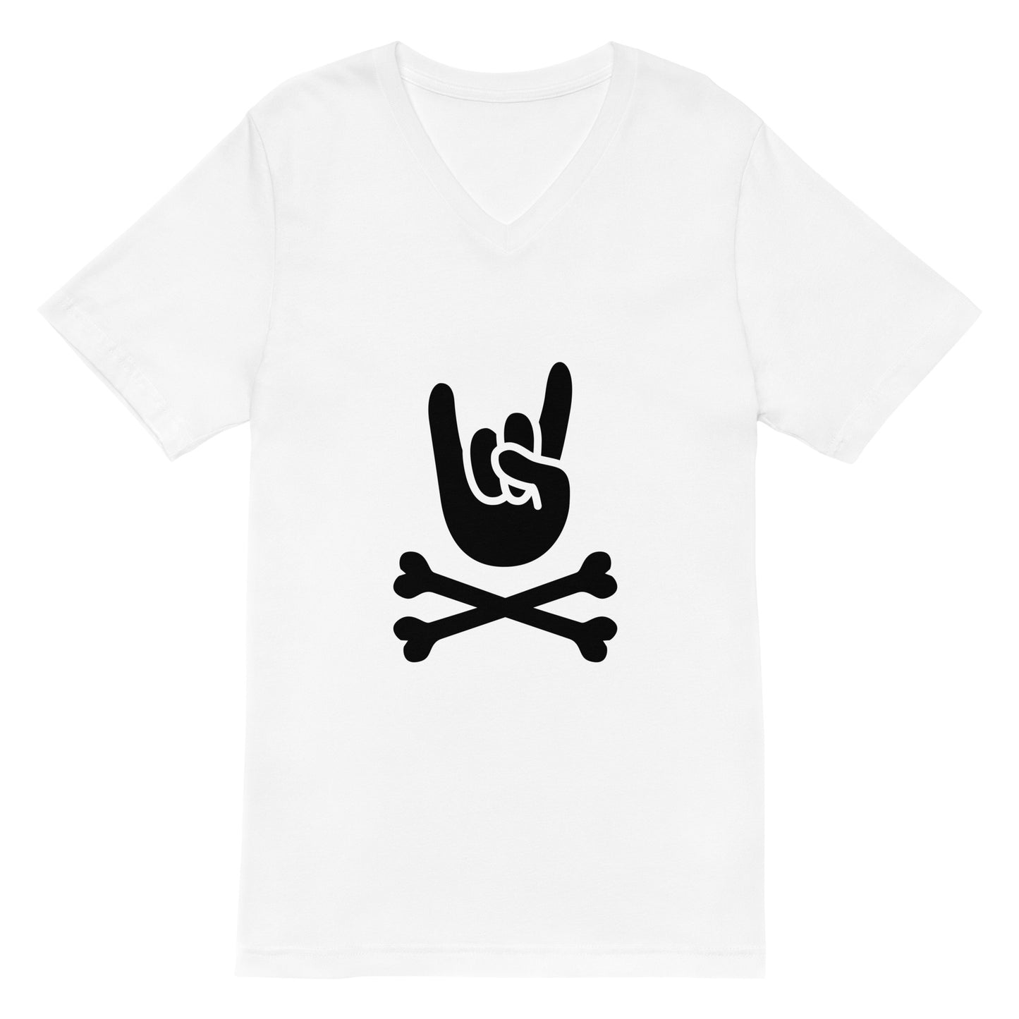 Big hand to ROCKNROLL men V-Neck White T-Shirt